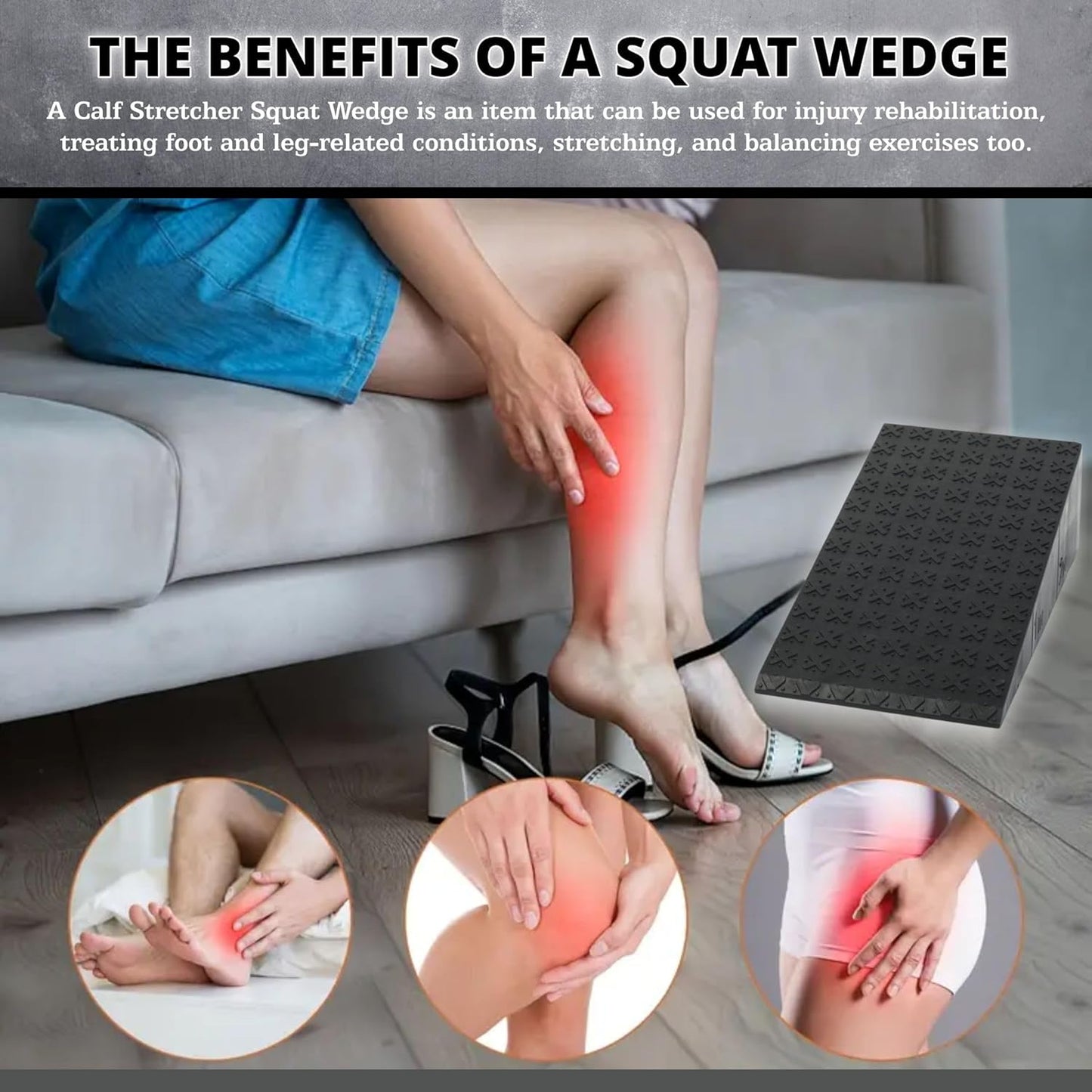 2 Pcs Squat Wedge Block for Heel Elevation, Calf Stretch, Mobility & Strength